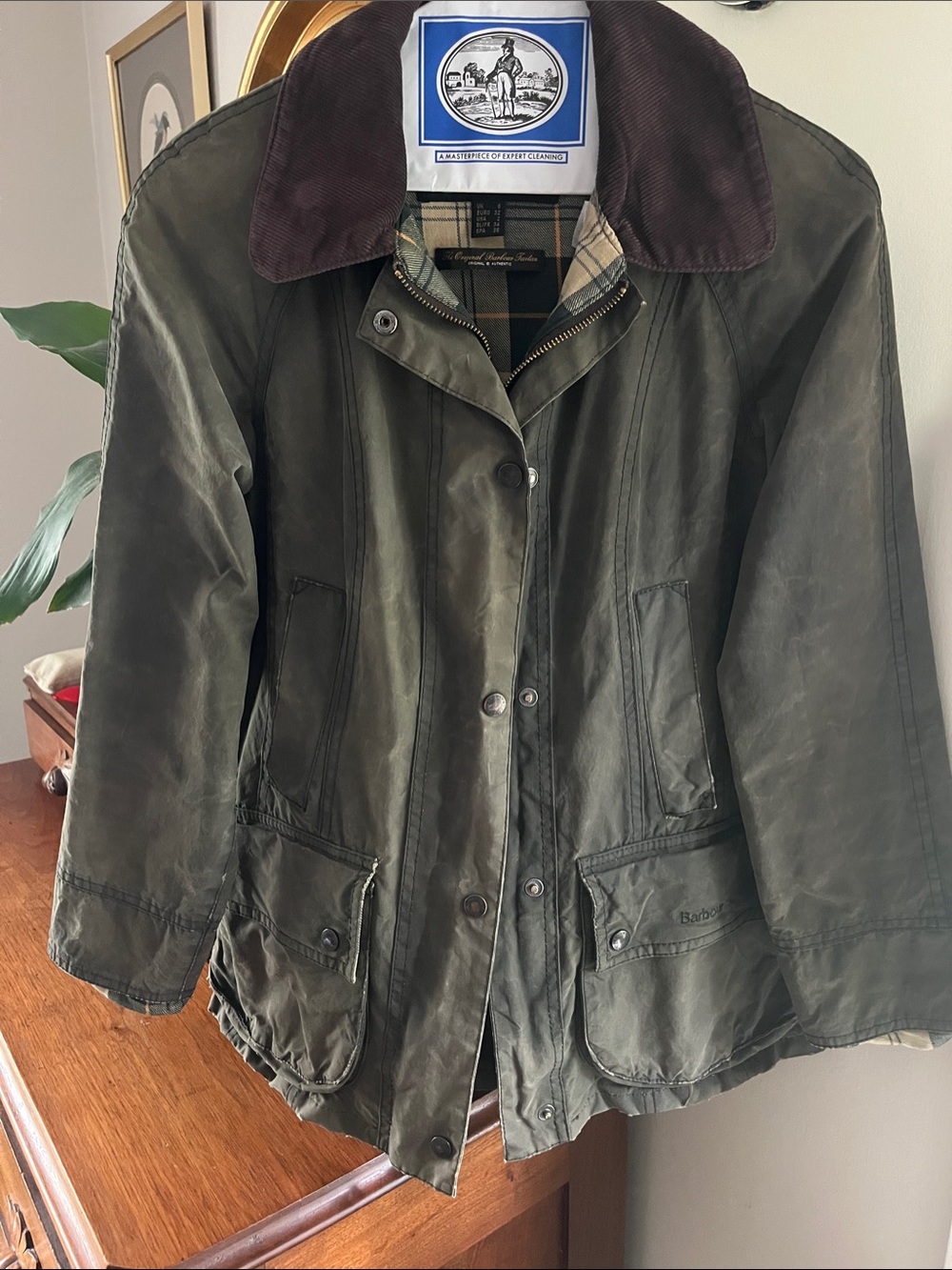 Barbour Olive & Brown Waxed Cotton Utility Jacket